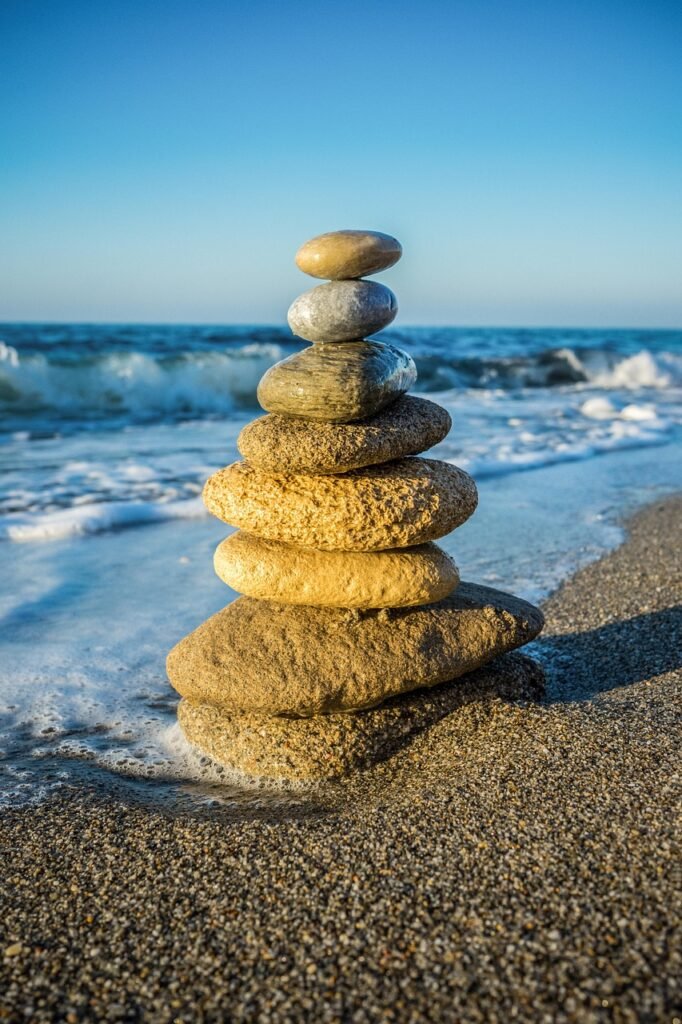 stones, rock, balance, balanced rocks, balanced stones, riverside, beach, meditation, nature, zen, mindfulness, spirituality, harmony, sea, stone pyramid, pyramid, yoga